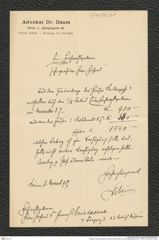 Nachlass Franz Steindachner, Brief von Adolf Daum an Franz Steindachner (08.11.1907), Inv.Nr. 95.01, Seite 1